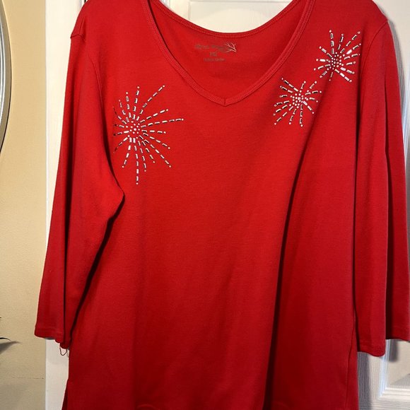 Allyson Whitmore, petite top, sparkle accents, PXL - Picture 2 of 5